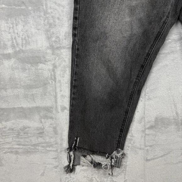 S.Deer Black Distressed Ripped Crop Jeans Women W30(M) Raw Hem Grunge Y2K Ankle - Picture 5 of 13